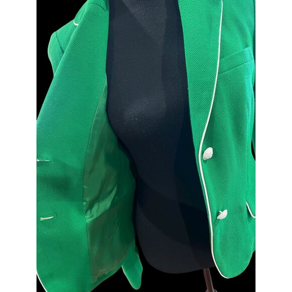 Gap Academy Blazer Womens 0 Green/White Piping Trim FALL ivy league preppy AMERI - Picture 4 of 8